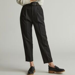 Everlane Black Front Pleated Crop Tapered Chinos Size 2